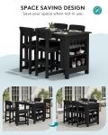 SERWALL 10-Piece HDPE Counter Height Dining Table Sets with Storage and Wine Rack, 2 Rectangular Bar Table with Bar Stools Set of 8 for Garden, Backyard, Kitchen, Black
