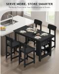 SERWALL 10-Piece HDPE Counter Height Dining Table Sets with Storage and Wine Rack, 2 Rectangular Bar Table with Bar Stools Set of 8 for Garden, Backyard, Kitchen, Black
