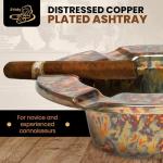 Stinky Cigar One-Piece Ashtray - Durable Stainless Steel, Rustproof, Unbreakable Design - Windproof Deep Bowl with 6 Stirrups for Even Burn - Perfect for Patio Relaxation - Distressed Copper Plated