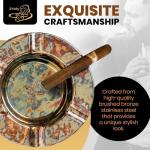 Stinky Cigar One-Piece Ashtray - Durable Stainless Steel, Rustproof, Unbreakable Design - Windproof Deep Bowl with 6 Stirrups for Even Burn - Perfect for Patio Relaxation - Distressed Copper Plated