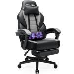 LEMBERI Gaming Chair with Footrest, Ergonomic Video Game Chair for Adults, Big and Tall Chair 400lb Weight Capacity, Racing Style Computer Gamer Chair with Headrest and Lumbar Support, PU Leather