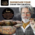 Stinky Cigar One-Piece Ashtray - Durable Stainless Steel, Rustproof, Unbreakable Design - Windproof Deep Bowl with 6 Stirrups for Even Burn - Perfect for Patio Relaxation - Distressed Copper Plated