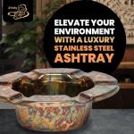 Stinky Cigar One-Piece Ashtray - Durable Stainless Steel, Rustproof, Unbreakable Design - Windproof Deep Bowl with 6 Stirrups for Even Burn - Perfect for Patio Relaxation - Distressed Copper Plated