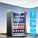Antarctic Star Beverage Refrigerator,145 Can Mini Fridge,Freestanding wine cooler for Soda Beer or Wine,Glass Door, Small Drink Dispenser Machine, Touch Screen for Home Office or Bar, 4.5 cu.ft