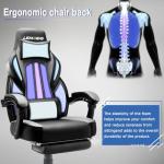 LEMBERI Gaming Chair with Footrest, Ergonomic Video Game Chair for Adults, Big and Tall Chair 400lb Weight Capacity, Racing Style Computer Gamer Chair with Headrest and Lumbar Support, PU Leather