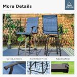 MFSTUDIO Patio Bar Set of 7, Outdoor Bar Height Table and Chairs, 1 x Heavy Duty Metal Slat High Top Bar Table with 6 x Swivel Outdoor Bar Stool, Navy Blue