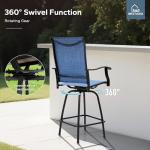 MFSTUDIO Patio Bar Set of 7, Outdoor Bar Height Table and Chairs, 1 x Heavy Duty Metal Slat High Top Bar Table with 6 x Swivel Outdoor Bar Stool, Navy Blue