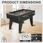 RAYKEEP 58" Foosball Table, Competition Soccer Table Game w/ 2 Balls for Adult Youth, Heavy-Duty Arcade Table Soccer for Home, Game Room (Black)