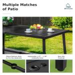 MFSTUDIO Patio Bar Set of 7, Outdoor Bar Height Table and Chairs, 1 x Heavy Duty Metal Slat High Top Bar Table with 6 x Swivel Outdoor Bar Stool, Navy Blue