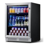 Yeego Beverage Refrigerator Cooler - 24 inch 180 Cans Mini Fridge with Glass Door, 34-54 ℉ Under Counter Refrigerator Built-in for Wine Beer Soda for Bar Bedroom Office(Left-Hinged)