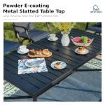 MFSTUDIO Patio Bar Set of 7, Outdoor Bar Height Table and Chairs, 1 x Heavy Duty Metal Slat High Top Bar Table with 6 x Swivel Outdoor Bar Stool, Navy Blue