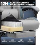 GTPLAYER Gaming Chair Fabric with Pocket Spring Cushion,Computer Office Chair with Lumbar Support for Adults Linkage Armrests and Footrest Ergonomic Gamings Chairs Height Adjustable Gray