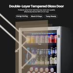 Yeego Beverage Refrigerator Cooler - 24 inch 180 Cans Mini Fridge with Glass Door, 34-54 ℉ Under Counter Refrigerator Built-in for Wine Beer Soda for Bar Bedroom Office(Left-Hinged)