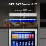 Yeego Beverage Refrigerator Cooler - 24 inch 180 Cans Mini Fridge with Glass Door, 34-54 ℉ Under Counter Refrigerator Built-in for Wine Beer Soda for Bar Bedroom Office(Left-Hinged)