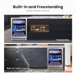 Yeego Beverage Refrigerator Cooler - 24 inch 180 Cans Mini Fridge with Glass Door, 34-54 ℉ Under Counter Refrigerator Built-in for Wine Beer Soda for Bar Bedroom Office(Left-Hinged)