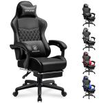 GTPLAYER Gaming Chair, High Back Leather Computer Game Chair with Footrest, Ergonomic Height Adjustable Office Chair with Removable Cover and Lumbar Support for Gaming and Work (Black)