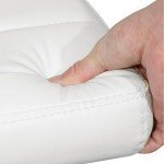 Adjustable White PU Leather Bar Stools Set of 2