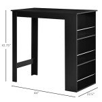 Stylish Black Bar Table with 3 Storage Shelves
