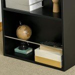 Stylish Black Bar Table with 3 Storage Shelves