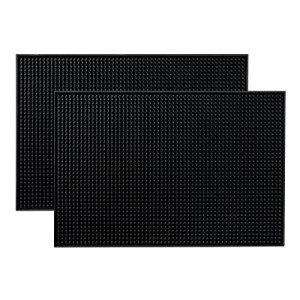 Black PVC Bar Service Mat Set, 2-Pack 18x12