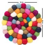 Colorful Merino Wool Felt Ball Coasters Set of 5
