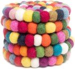 Colorful Merino Wool Felt Ball Coasters Set of 5