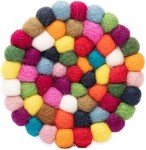 Colorful Merino Wool Felt Ball Coasters Set of 5