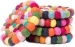 Colorful Merino Wool Felt Ball Coasters Set of 5