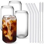 4-Piece NETANY Highball Glass Set with Straws
