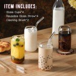 4-Piece NETANY Highball Glass Set with Straws