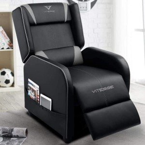 VITESSE Racing Style Gaming Recliner Chair - Grey