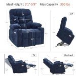 Navy Blue Power Lift Recliner Chair for Elderly