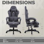Ergonomic Grey Gaming Chair with Massage & Footrest