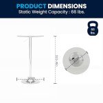Adjustable Height Round Glass Cocktail Table