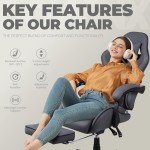Ergonomic Grey Gaming Chair with Massage & Footrest