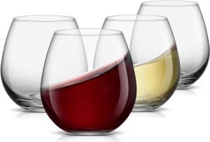 Set of 4 JoyJolt Stemless Wine Glasses 15-Oz