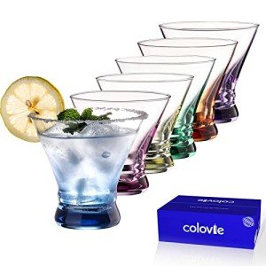 Colorful Stemless Martini Glasses Set of 6