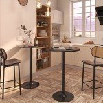 Furmax Round Bar Height Bistro Table - Black
