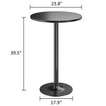 Furmax Round Bar Height Bistro Table - Black