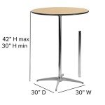 Adjustable Wood Bar Height Cocktail Table - Natural