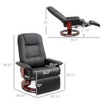 Black Faux Leather Recliner with Swivel and Footrest