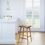 Barker Counter Height Wood Barstool with Leather Cushion