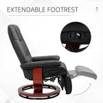 Black Faux Leather Recliner with Swivel and Footrest