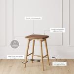 Barker Counter Height Wood Barstool with Leather Cushion