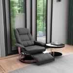 Black Faux Leather Recliner with Swivel and Footrest