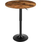 Height-Adjustable Round Pub Table for Man Cave