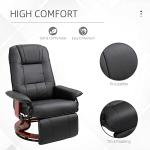 Black Faux Leather Recliner with Swivel and Footrest