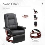 Black Faux Leather Recliner with Swivel and Footrest