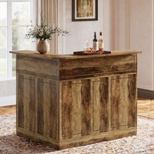 L-Shaped Corner Bar Cabinet with Stemware Rack