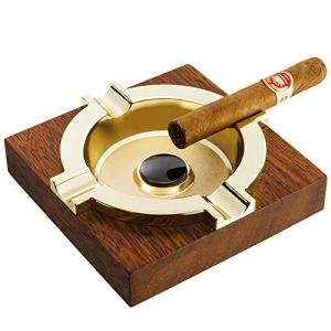 Stylish Metal and Wood Cigar Ashtray